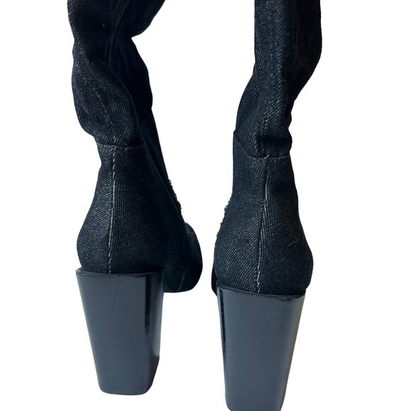 Jeffrey Campbell Boots LF JC Perouze Over the Knee Black Denim Women's Size 7 - Picture 7 of 11